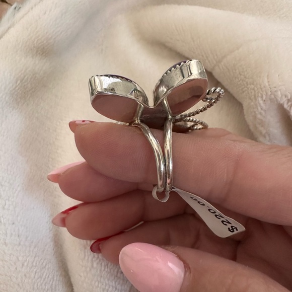 Sterling Silver 925 Multicolor Tie Dye stone Butterfly Ring - Picture 3 of 8